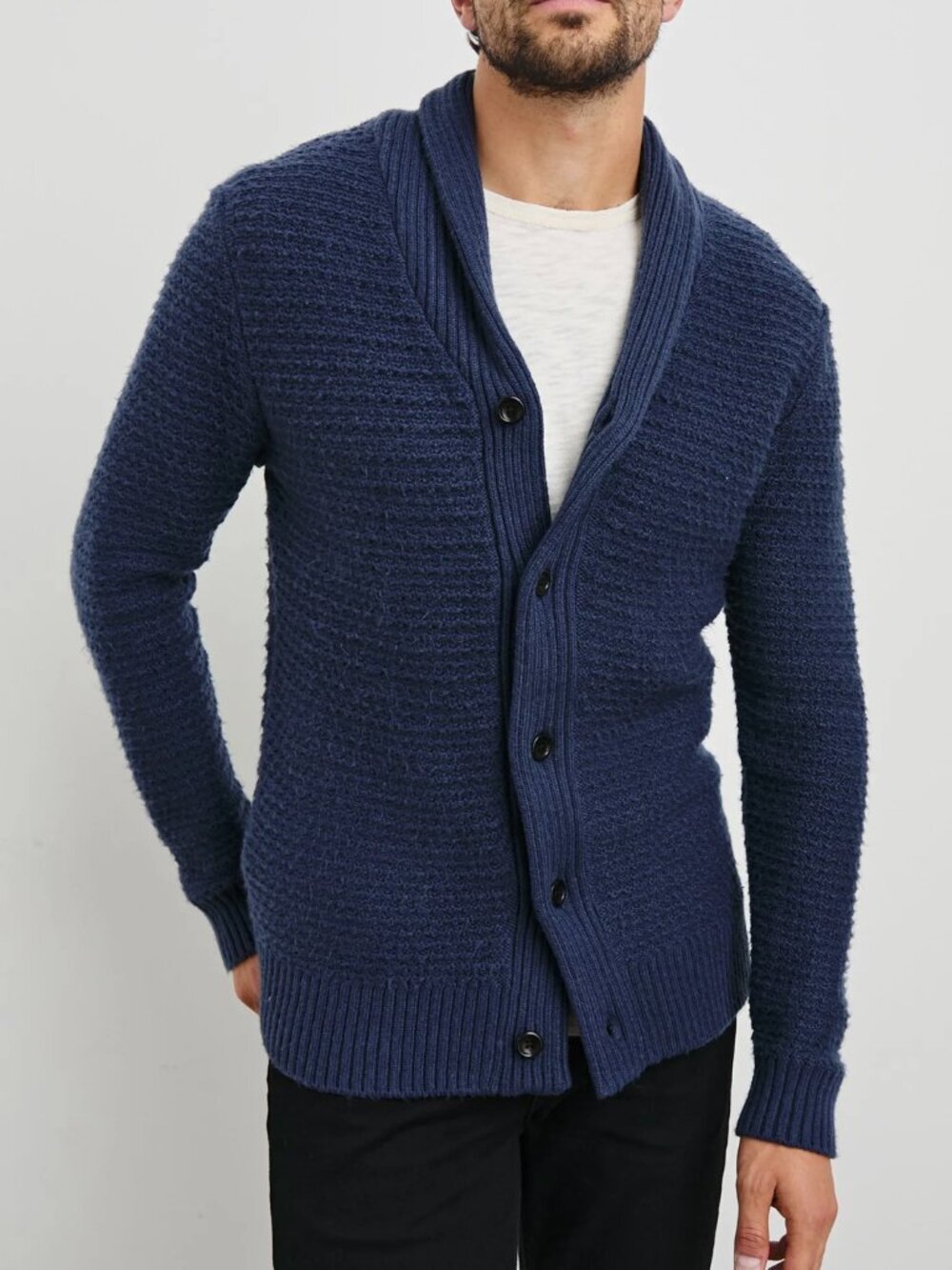 Rails Shepley Shawl Collar Cardigan Navy Cotton Knit Mens XL